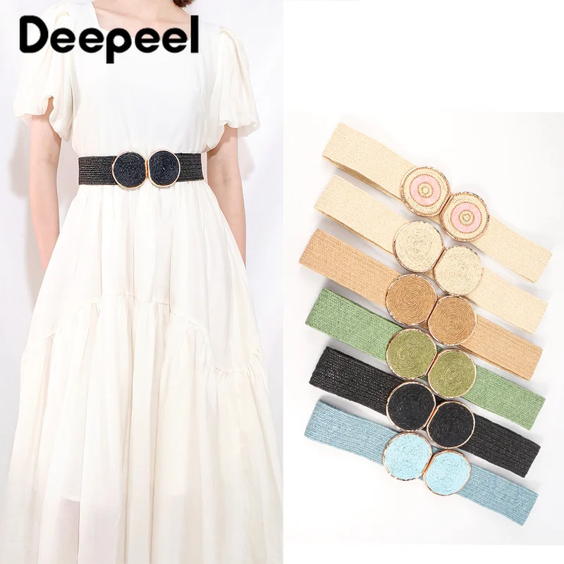 1PcsDeepeel570cmBohemianStyleWovenRoundWaistBeltWomems