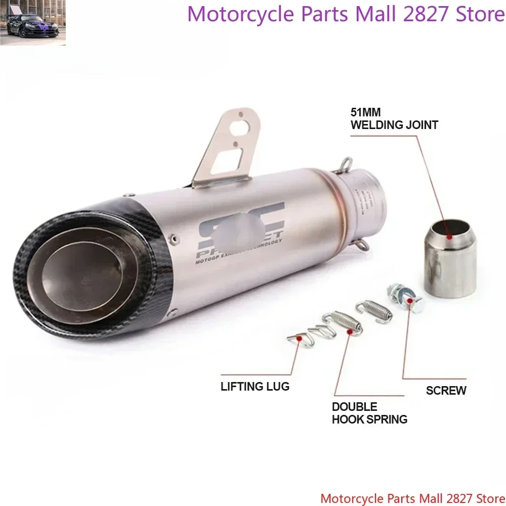 51mm Motorcycle Exhaust Pipes Escape Three-Layer SC Exhaust Muffler With DB Killer For Ninja Z250 Z300 ZX10 MT07 MT09 R25 R3 R6