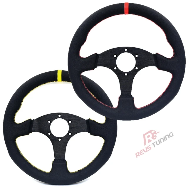 Volant de voiture en cuir plat, jeu de simulation, course de rallye, course  sportive, 330mm, 13 pouces, 13 en effet