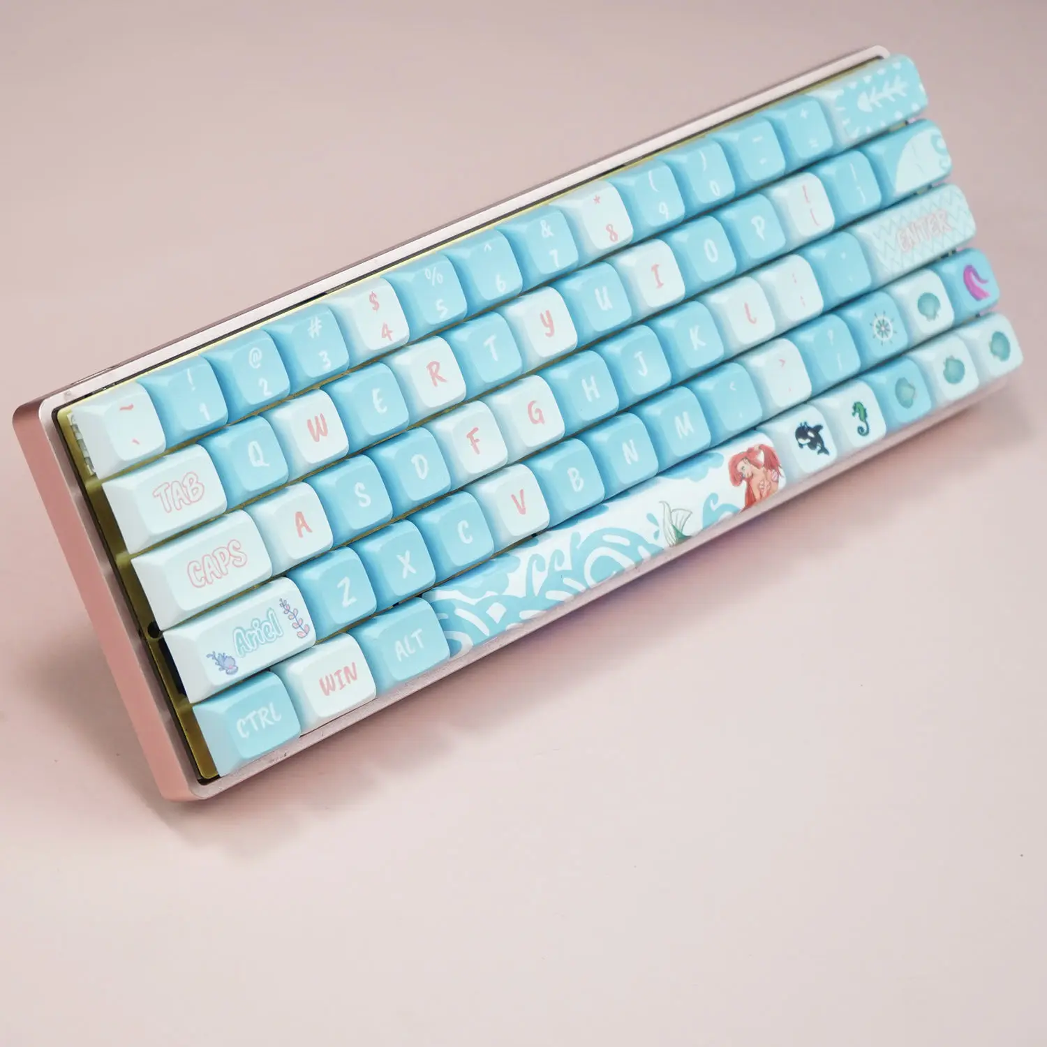 

125 Key PBT Keycap Small Complete Set The Little Mermaid Theme Sublimation Process XSA Height For Cross Axle Mechanical Keyboard