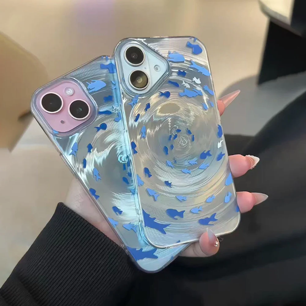 Silicone Laser Vortex Phone Case For iPhone 15 16 17 Pro Max 14 11 13 12 13promax 15promax Shockproof Fish Soft Funda Cover 4