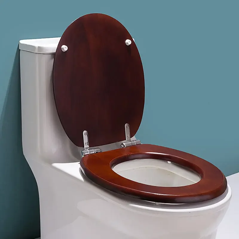 Thickened Universal Pure Solid Wood Toilet Cover Old-fashioned Toilet Cover O/V/U Type Walnut Color Log Bathroom Accessories
