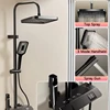 Juego de sistema de ducha con teclas de Piano, juego de ducha de baño, gris, negro, bañera, grifo de ducha caliente y fría, LED, 5