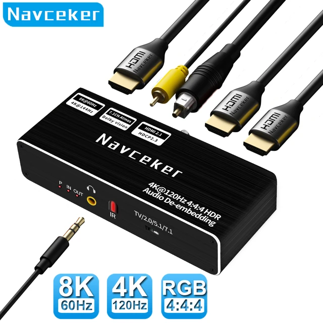Navceker – câble HDMI 2.1 haute vitesse, 4K 120HZ, UHD HDR 48Gbps,  Ycbcr4:4:4, convertisseur pour PS4, hdtv, projecteur