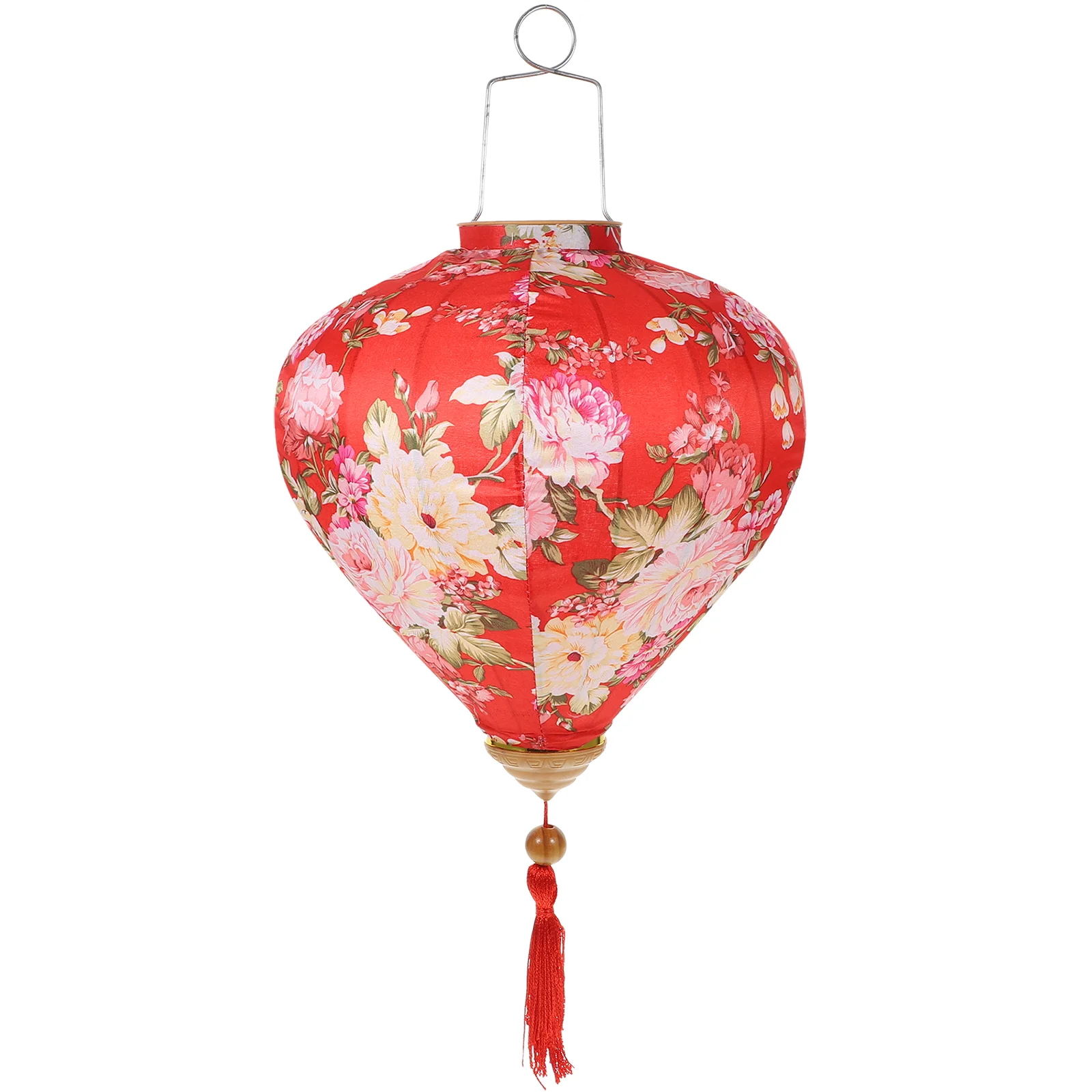 Oval Silk Lanterns Oriental Chinese Japanese Hanging Paper Lanterns Floral Festive Lamp Fengshui Pendant Vietnamese