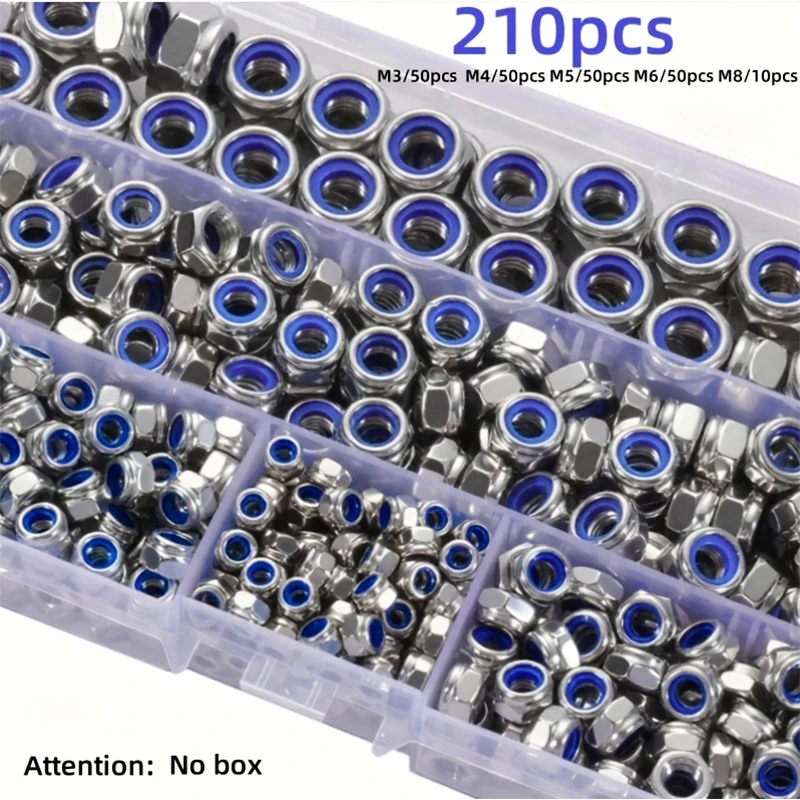Écrous hexagonaux antidérapants M3-M8, anti-verrouillage à filetage complet, 8 niveaux, verrouillage de sécurité, pour industriel/construction/électronique/aut, 210/150 pièces