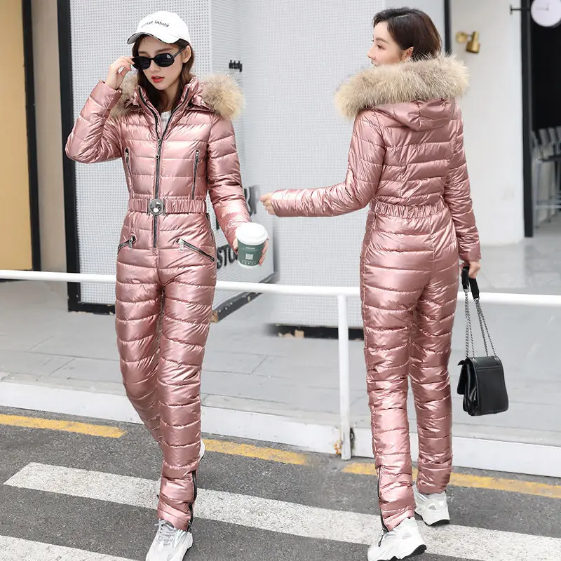 

M-2xl Womens Jumpsuits Winter Female Romper Overalls Playsuits Long Sleeve Hooded Solid Fur Collar Ladies Bodysuits Clothes H171