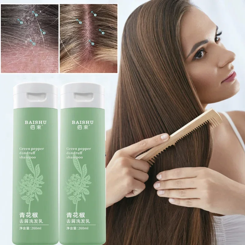 Green Pepper Dandruff Shampoo Anti-dandruff and Anti-itch Deep Scalp Cleansing Oil Control Mite Removal Improve Frizz Hair Care