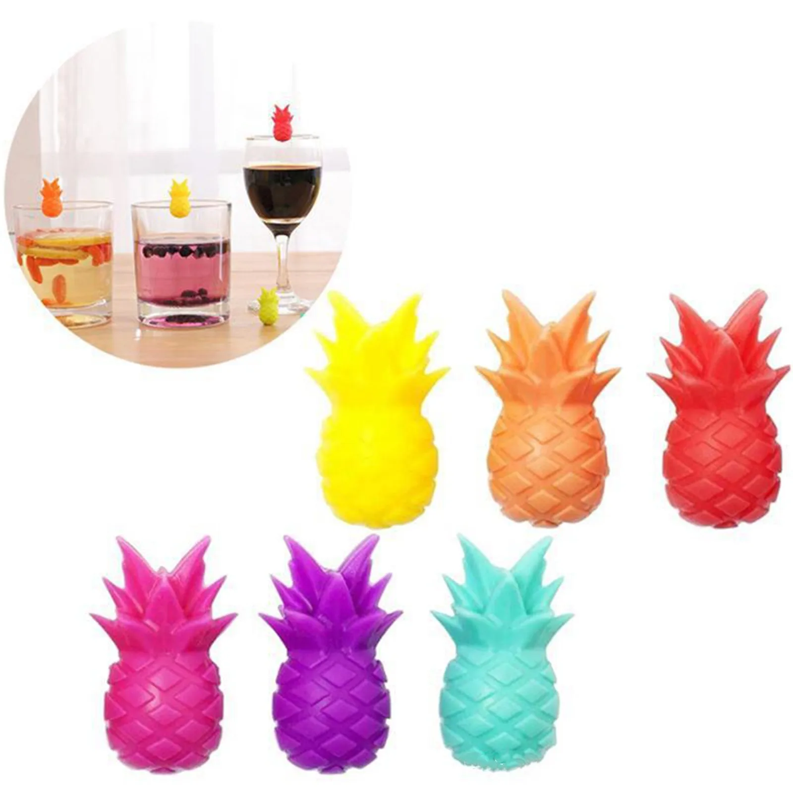 Oversized Mugs 6 Pieces Wine Glass Charms Drink Markers Cute Pineapple Glass Identifiers Silicone Swanky Swigs Juice Glasses glass identifiers