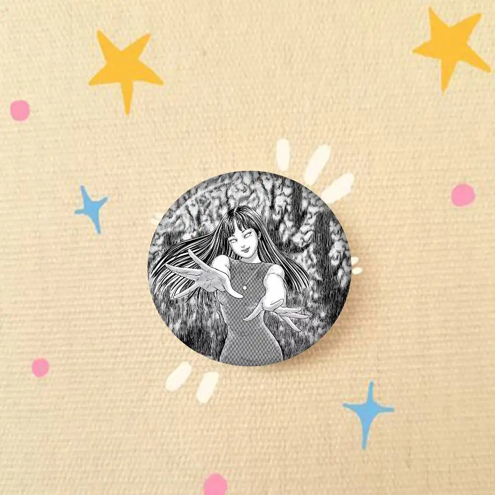 Junji Ito Horror Manga Cute Anime Figure Handmade Tinplate Brooch Badge