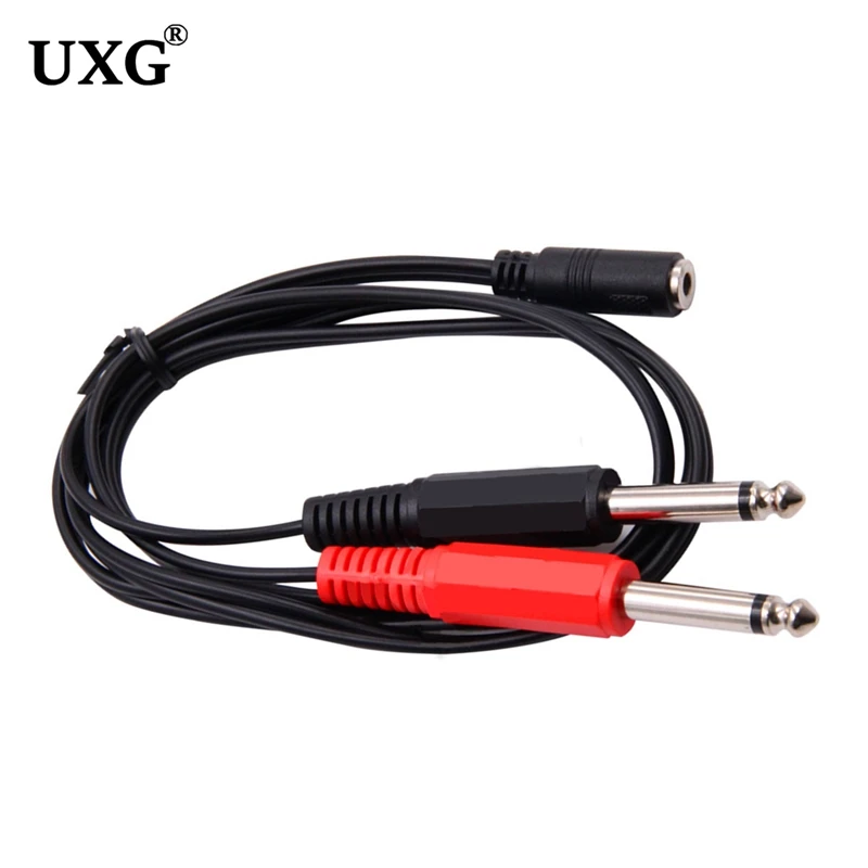 

1PCS 3.5mm Female Jack To 2*6.35mm TRS Mono Male Audio Socket Adapter Cable Digital Fully Shielded High Definition Cable 20cm 1m