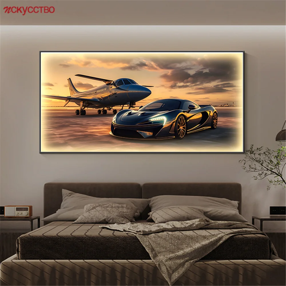 

Punk Style Aircraft Sports Car Decorative Painting Led Wall Lamp Esports Hotel Bedroom Living Room Mural Aisle Sconces Lights