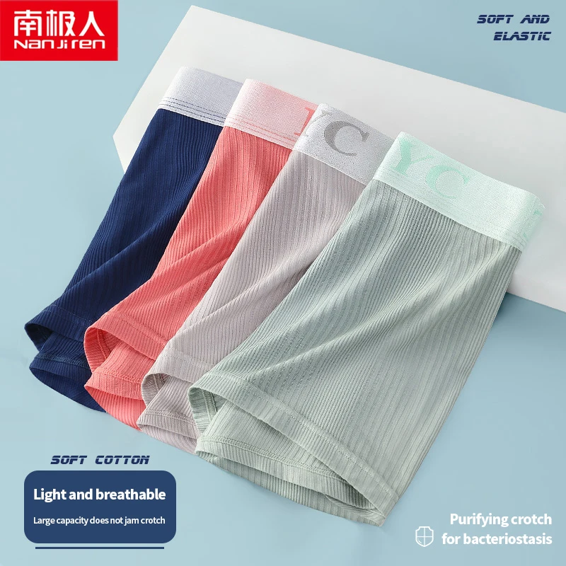 Nanjiren Viscose Men Underwear 3A Antibacterial Boxer Sport Solid Underpants Breathable soft High Elasticity 4pcs Male Panties
