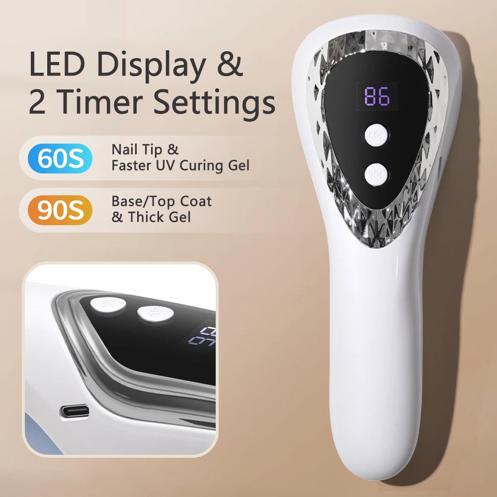 손톱 건조용 휴대용 UV LED 램프, 충전식 미니 매니큐어 램프, 젤 폴리쉬 매니큐어 도구용 네일 드라이어