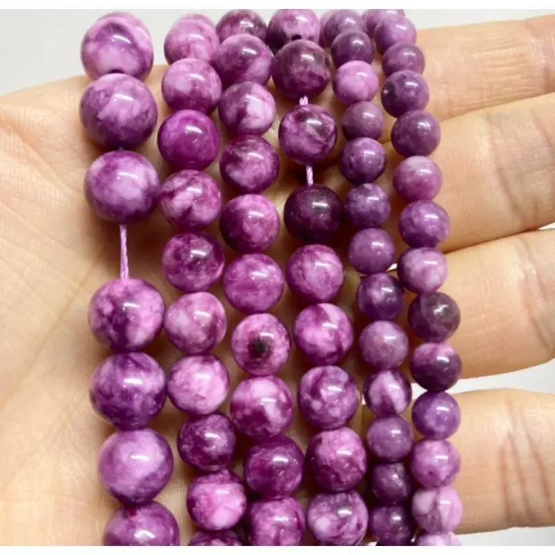 Fashion Natural Stone Purple mica stone Charm Loose Bead DIY Round Beads Jewelry Accessories