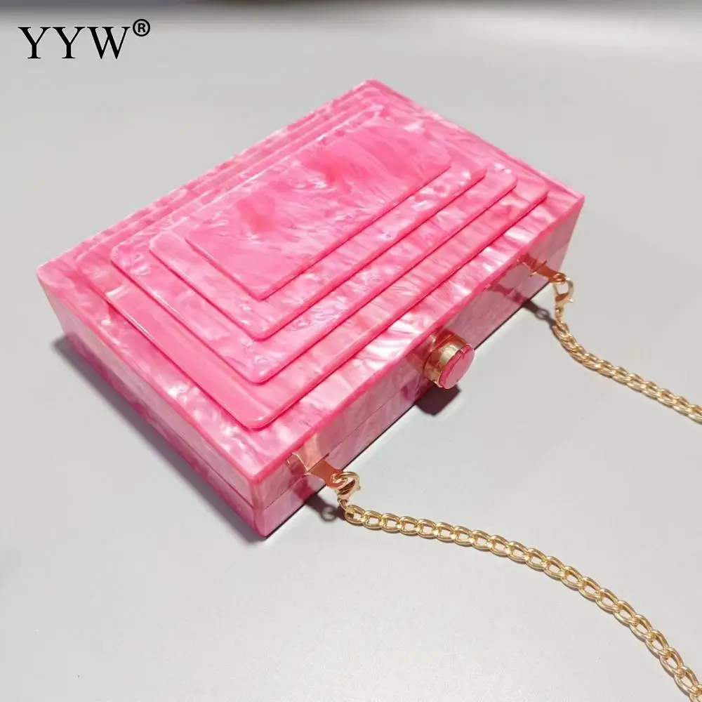 Rose-Carmine Wallet Brand Luxury Wedding Party Bag Acrylic Box Day Clutches Evening Party Wedding Purse Designer High Quality