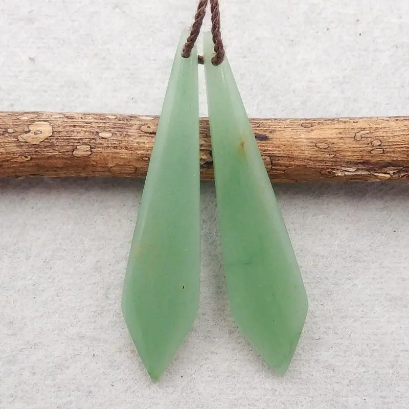 

Semiprecious Stone Green Aventurine Women Earrings Fine Jewelry Accessories 2023 Trending Natural 39x9x3mm 3g