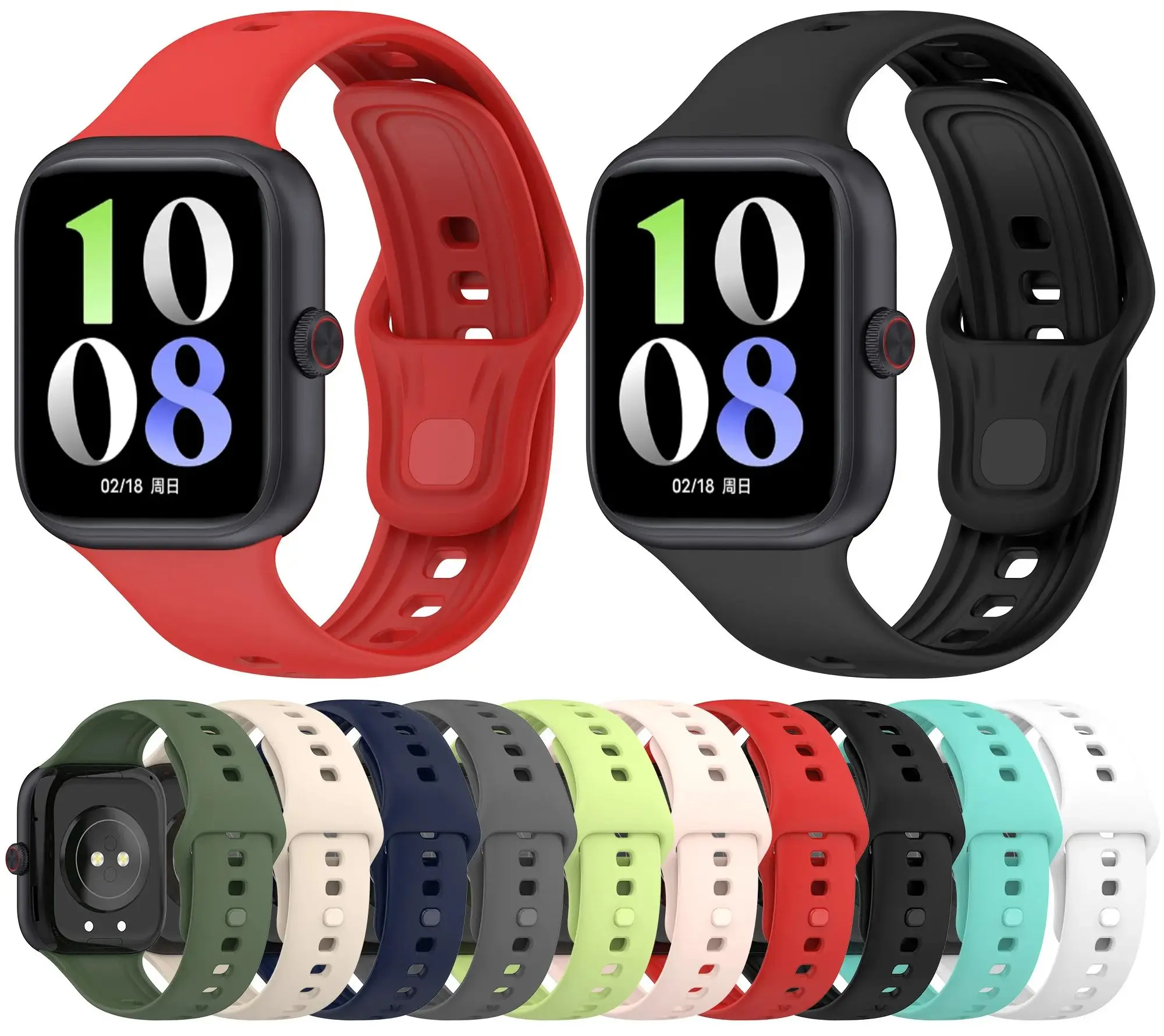 Enhanced Silicone Sport Wristband for Smartwatches - Fashionable Watch Strap with Buckle