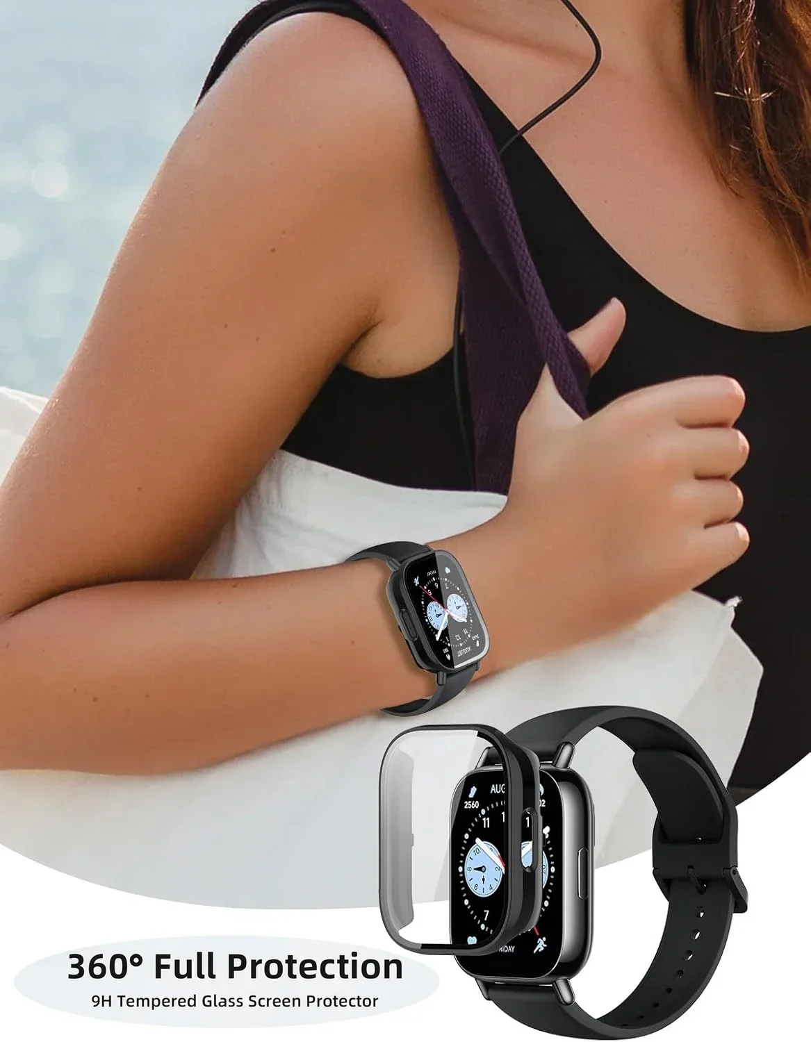Durable Scratch-Proof Tempered Glass & PC Protective Watch Case Cover