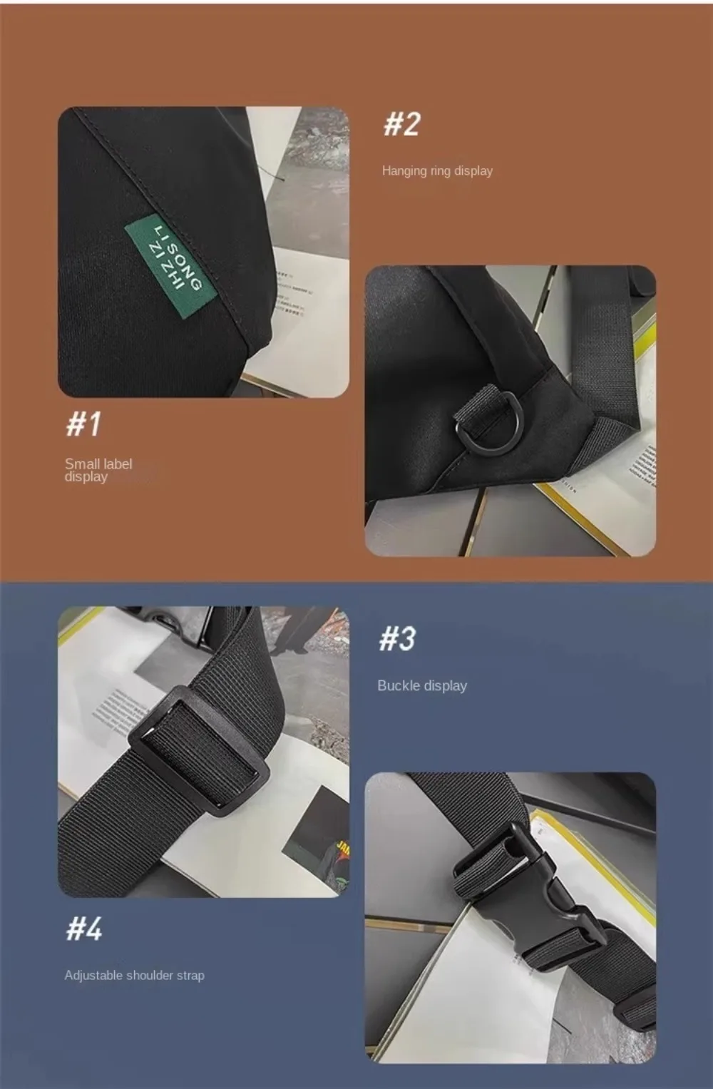 Mode Große Kapazität Umhängetasche Gürtel Tasche Nylon Reise Hüfte Tasche Einfarbig Casual Sport Geldbörsen Tasche Paar Junge Studenten – Detail 1