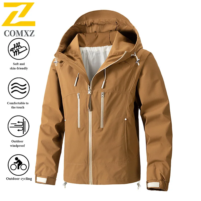 EiAO Windbreaker Unisex Solidcolor Hooded Fall Waterproof Lightweight Jackets for Hiking Camping Fishing Outdoor Casual Wear2025