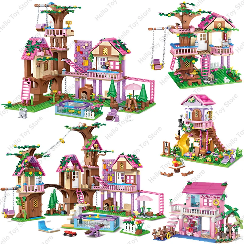 2025 Girls Friendship Tree House Villa Castle Building Blocks