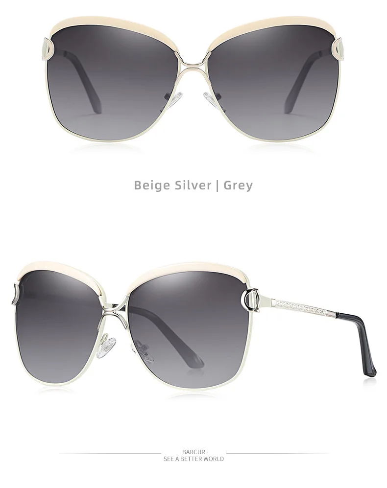 Barcur polarisierte damen sonnenbrille frauen gradienten linse runde sonnenbrille quadratisch luxus marke opulos – Detail 15