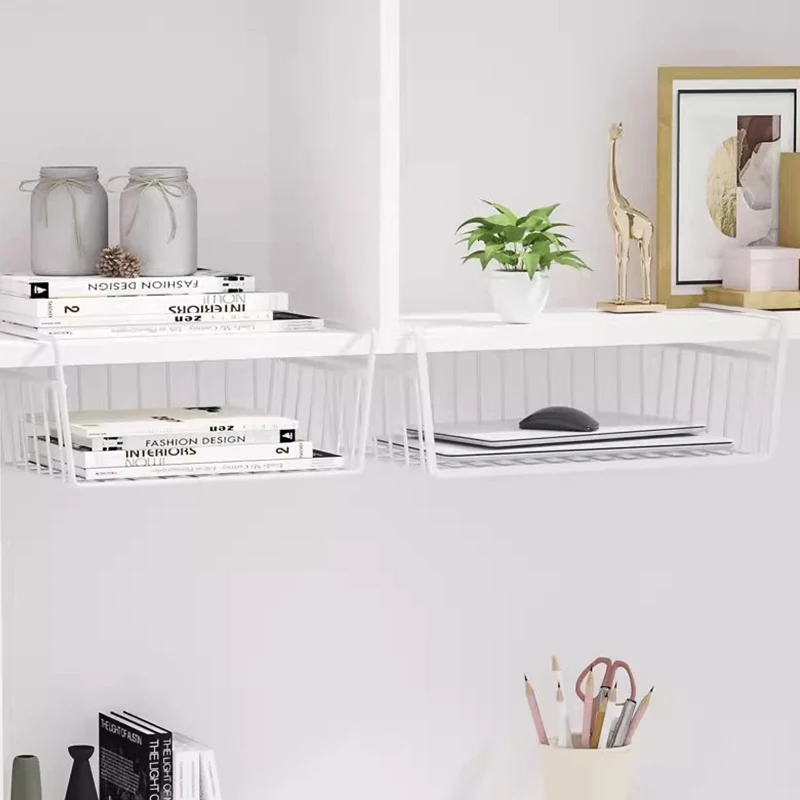 Description Picture 2 of itemHanging Net Basket Metal Iron Storage Rack Large Capacity Hanging Under Cabinet Wall Wardrobe Storage Basket Kitchen Tools