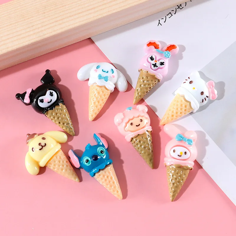 

20Pcs Cute Animal Ice Cream Resin Accessories Hanmade Creativity Hairpin Decoration Craft Supplies Phone Shell Patch Materials