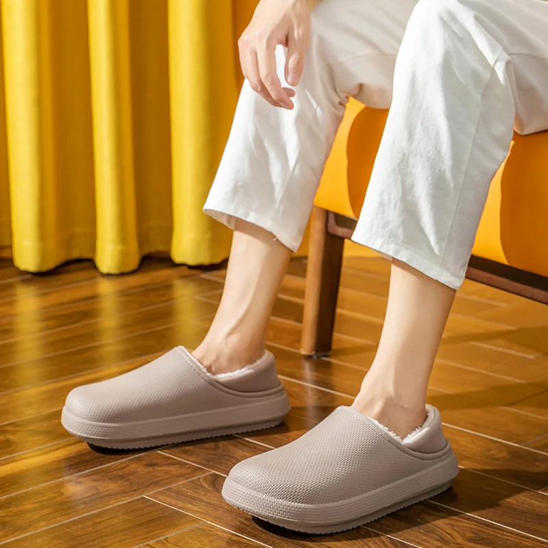Winter Men's Korean Cotton Shoes Plus Velvet Thickened Warm Slippers Waterproof Anti-slip Comfortable Couples Snow Cotton Shoes
