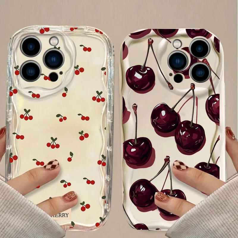 Wine Red Transparent Cherry Phone Case