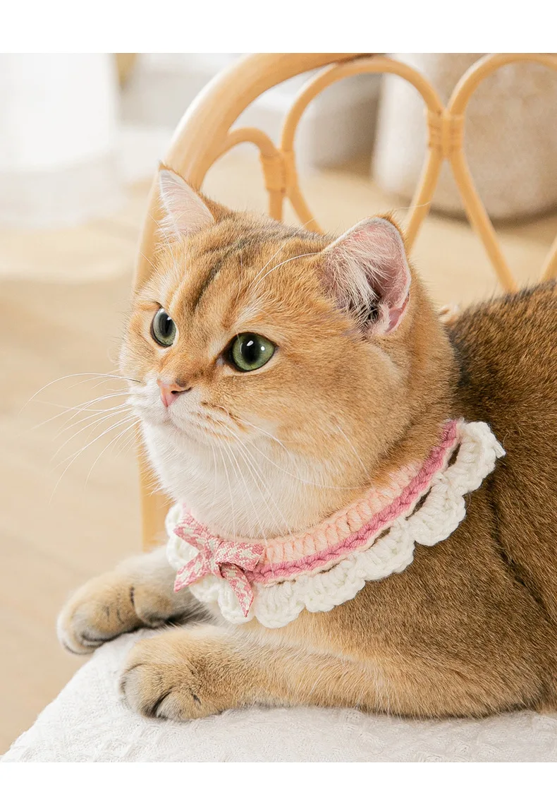 Title 4, Collar for cats knitted bow collar cute necklac...