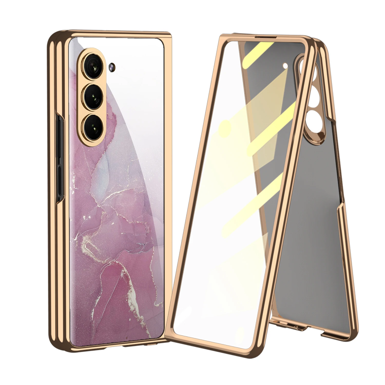 Luxury Plating Screen Glass Case For Samsung Galaxy Z Fold 6 5 Case Back Painted