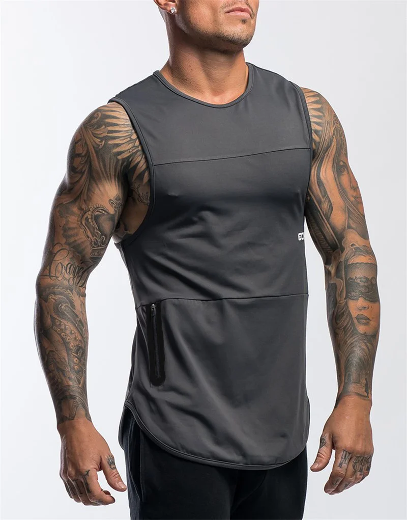 Bodybuilding masculino apertado SportS regata, Jogger sem mangas, camisa de treino, colete de ginástica, marca de fitness masculina, novo, verão