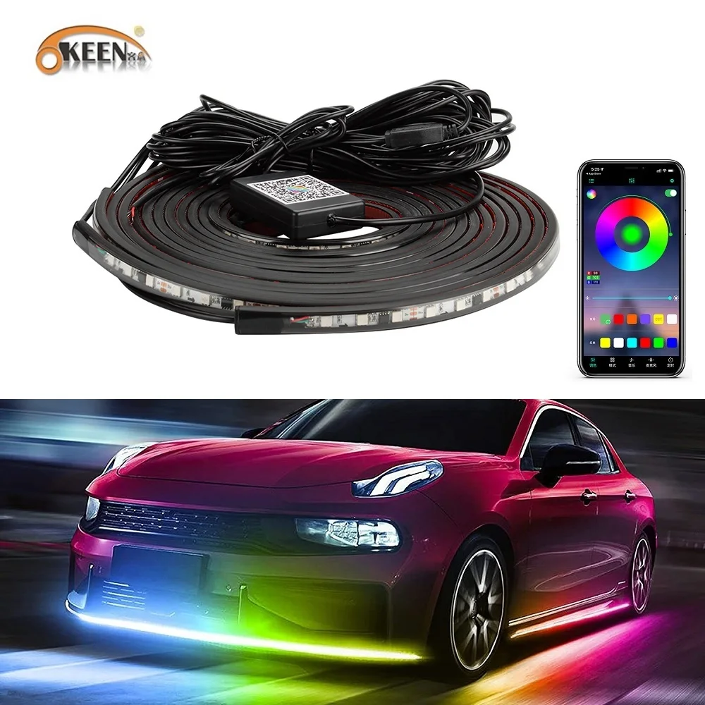 

Car Underglow Light Flexible Strip LED Underbody Lights APP Control Car Neon Light RGB Flowing Color Decorative Atmosphere Lamp