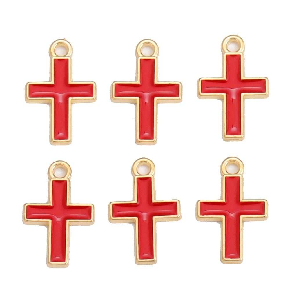 Gemischte 10 stücke Emaille Strass Kreuz Legierung Christian Charm Anhänger für Armband Halskette Ohrringe hand gefertigte DIY Accessoires – Detail 11