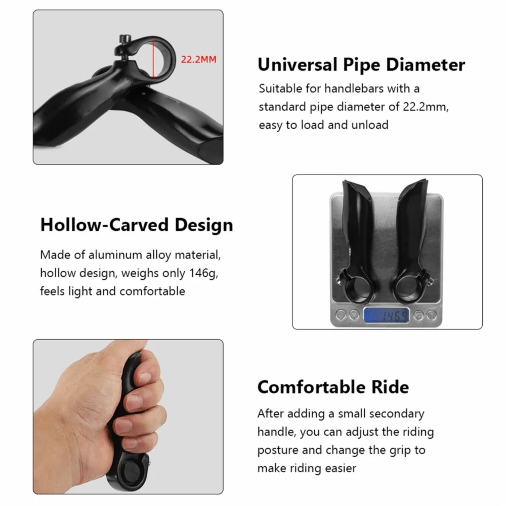 1 Paio di Manopole Ergonomiche Nere per Bici con Tappi, Diametro 22,2mm, Lunghezza 11cm, per Manubri MTB - immagine 3