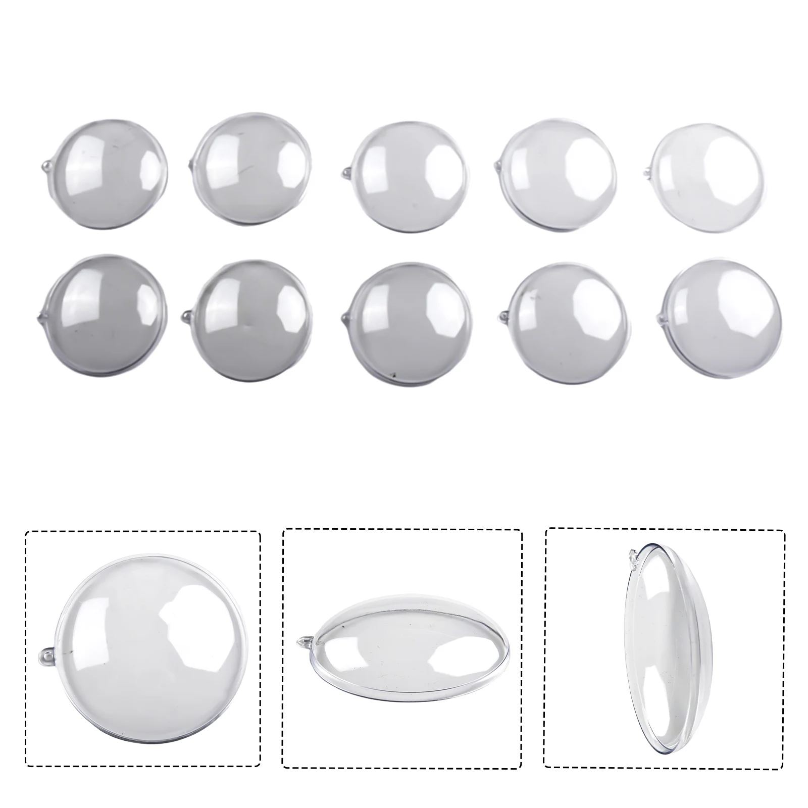 10pcs Transparent Flat Ball Plastic Clear Baubles Open Ball Candy Gifts Box 8/9cm Home Decor For Wedding Christmas Decoration