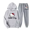 Hello Kitty Cartoon Anime Women Sweatshirt Sweatpants Set Fashion Men Pullover Pants Suit Spring Autumn Couple Hoodie Pant Sets 4