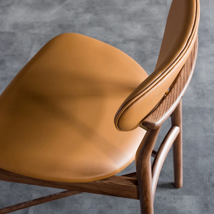 Home Cafe Unique Luxury Accent Modern Coffee Shop Leather Lounge Chair Upholstered Leisure Chair