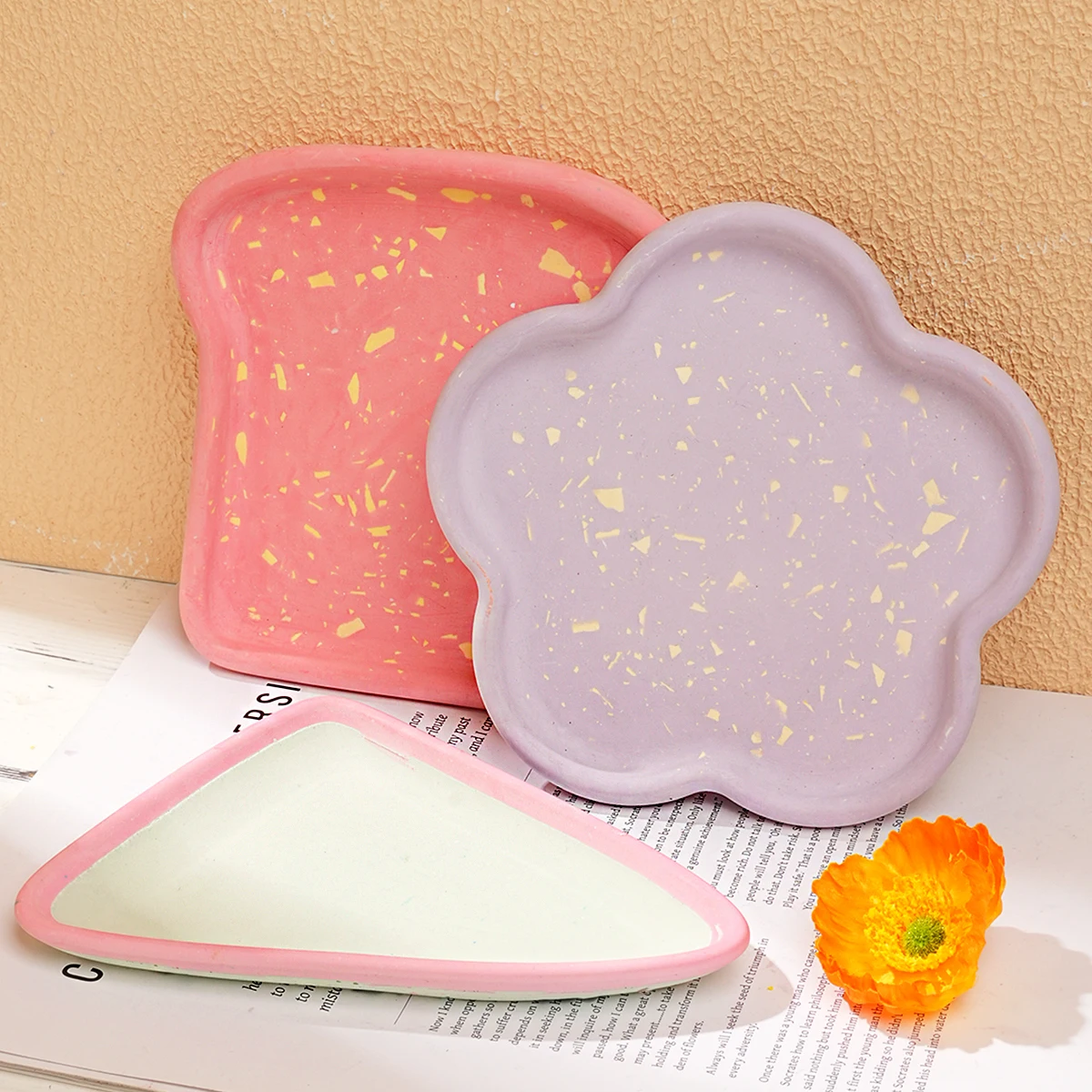 Silicone Mold Cheese Tray Plum Blossom Shape DIY Sandwich Kitchen Storage Plate Gypsum Drop Gum Resin Mould Home Decor Crafts