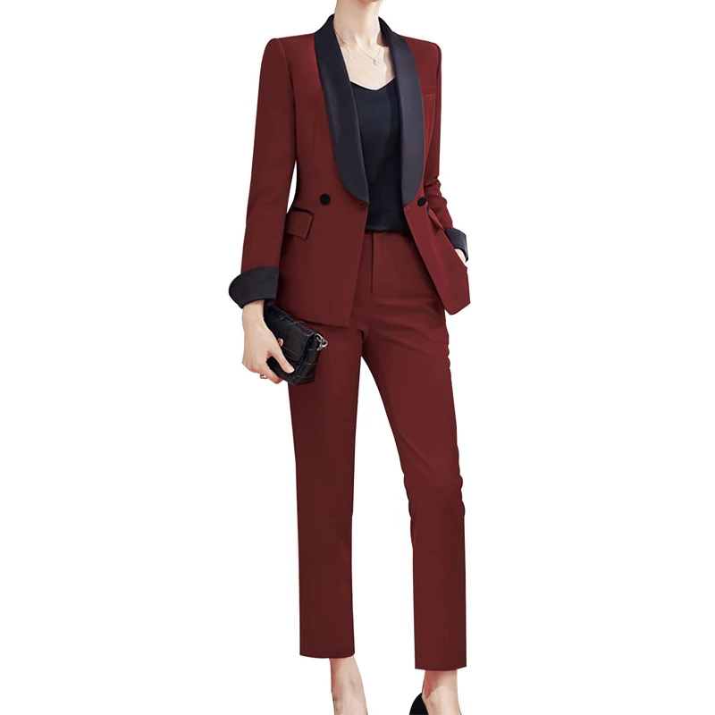 Women's Suit 2 Piece Royal Blue Wedding Slim Business Blazer + Pants Formal Workwear