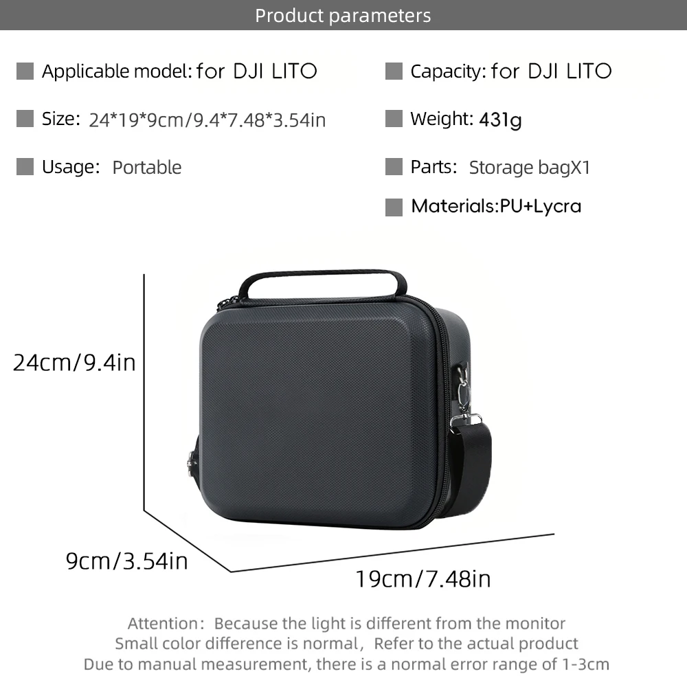DJI Lito 1 드론 RC-N3 컨트롤러용 PU 휴대용 보관 가방 어깨끈이 있는 충격 방지 휴대용 여행용 케이스 보호 가방