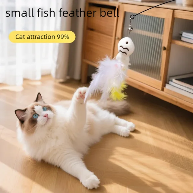 New cat funny cat stick steel wire long pole feather cute cat toy kitten fishing rotating self-pleasure relief pet toy 3