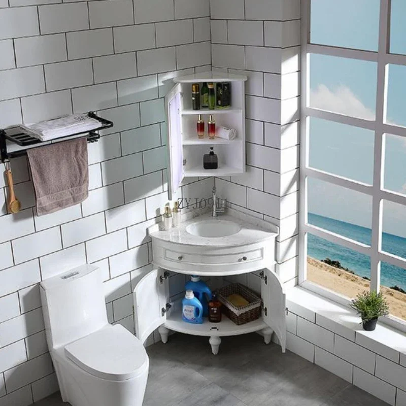 Multifunction Furniture Narrow Bathroom Cabinet Wooden Vanity Sink Storage Open Cabinets Filing Mirrors Shelf Luxury Gabinete