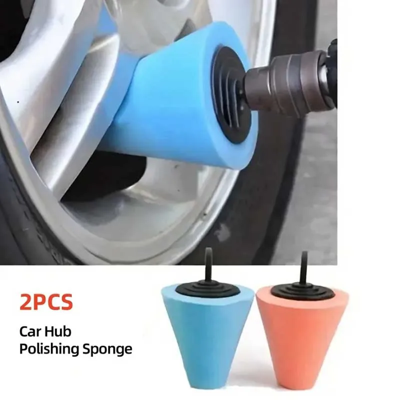 Car Hub Polishing Sponge Grinding Head Metal Plastic Grinding Conical Sponge Polishing Wheel 2pcs hub polishing sponge