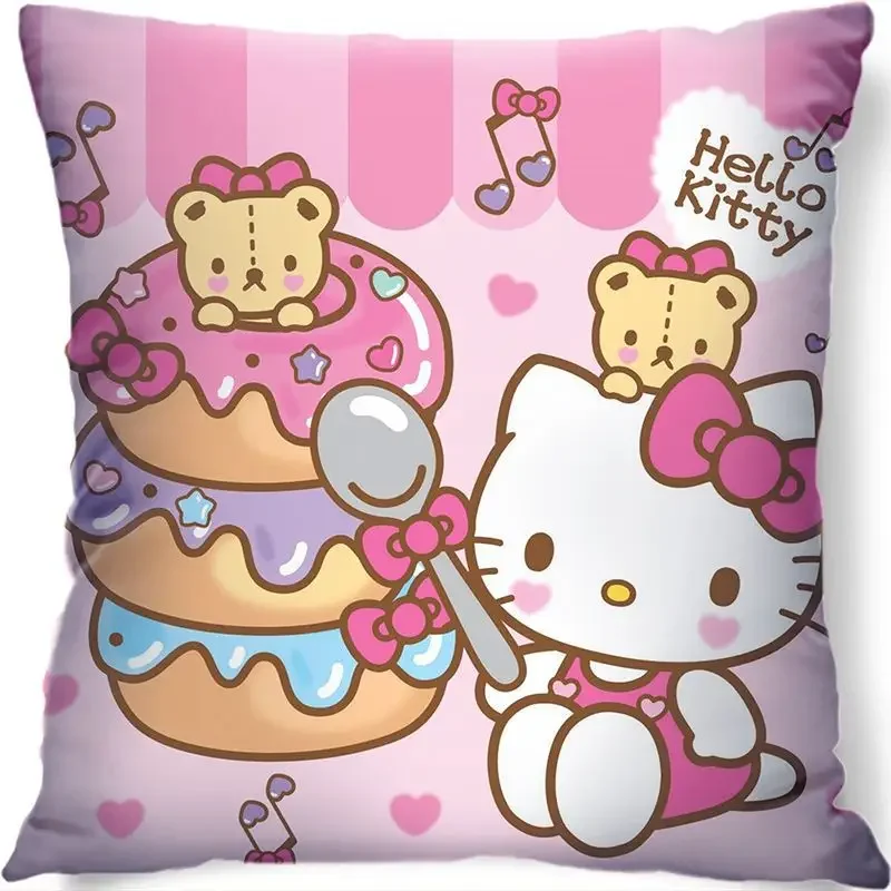 Hello Kitty Cushion Cover Kawaii Cartoon Sofa Decoration 45cm Anime Sanrioed Cute Cartoon Pillowcase Girls Gift Cartoon