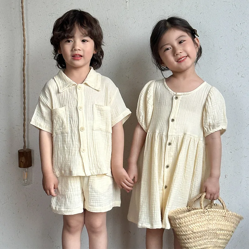 Summer Kids Clothing Set Short Sleeve Shirt Shorts