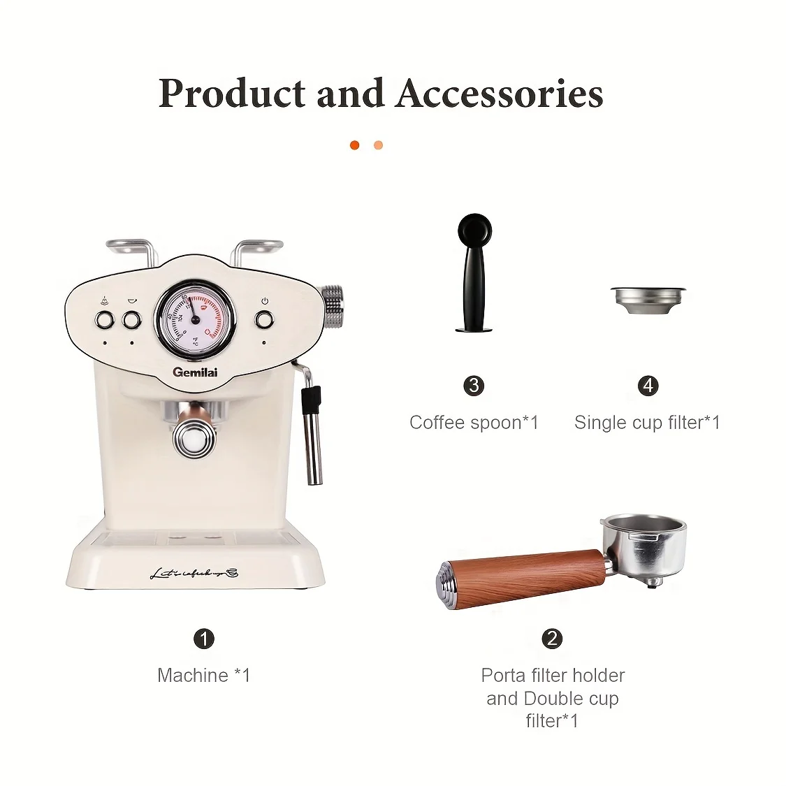 coffee maker machine Semi-automatic Espresso 15bar Retro Design  With Milk Frother design coffee frother 5