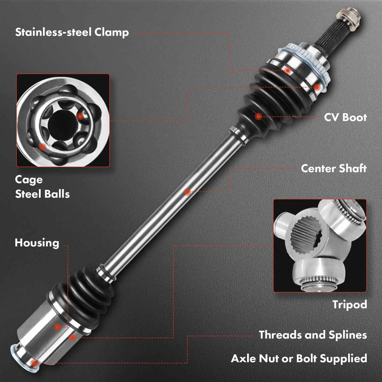 Front Left or Right CV Axle Assembly For Audi A7 Quattro Q7 Volkswagen Porsche 95834903810, 95834903811, 95834903812